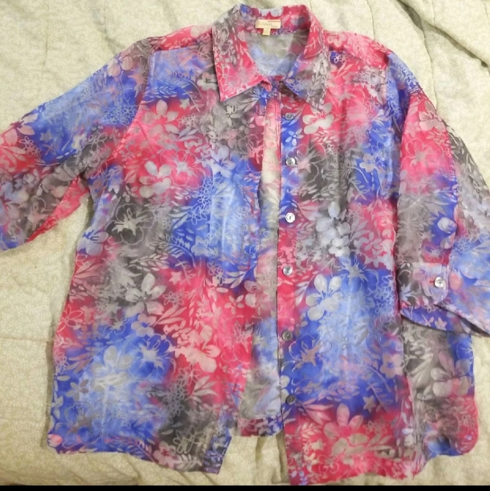 Multicolored sheer blouse 2xl